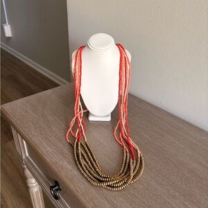 Elegant Gold and Orange Beaded Necklace
